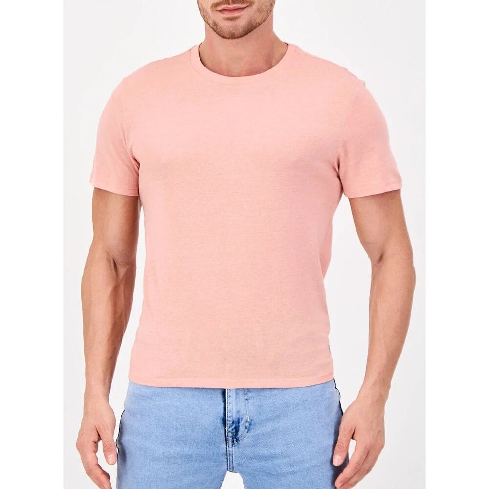 Frye Men Crew Neck Short Sleeve Cotton Blend Logo T-Shirt Pink XL A003678